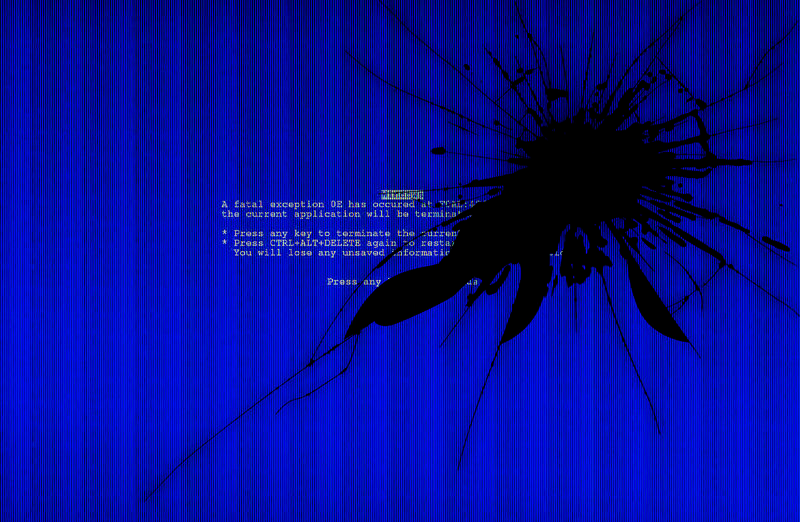 Blue screen of death with crack