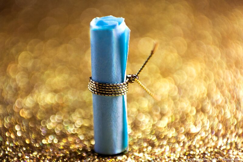Blue Scroll with Gold Band