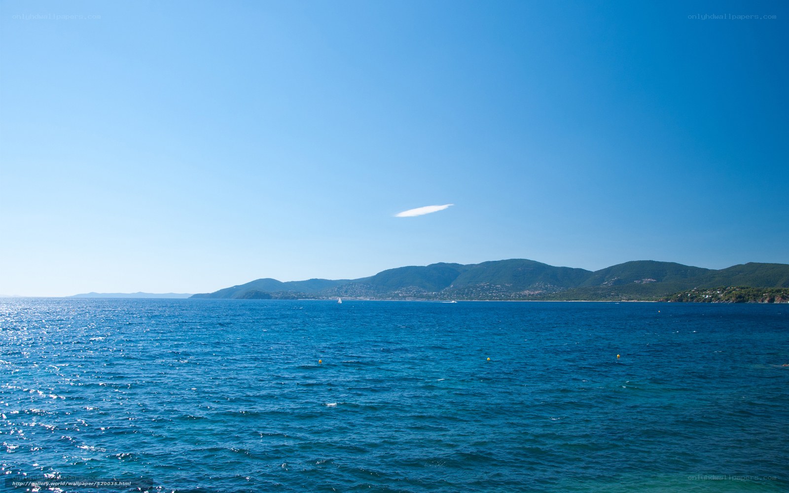 Blue sea and mountains view