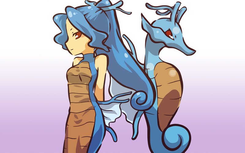 Blue seahorse character art