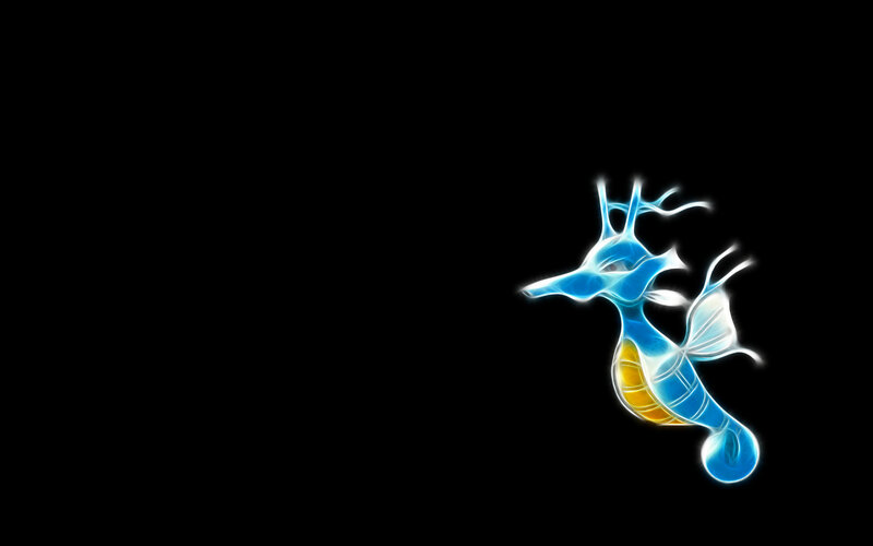 Blue seahorse with glowing outline