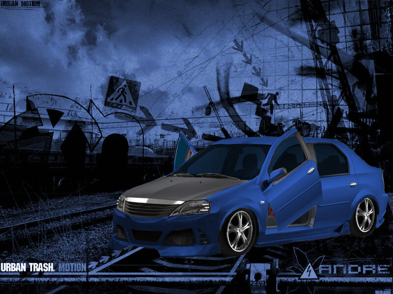 Blue Sedan Car — Dramatic