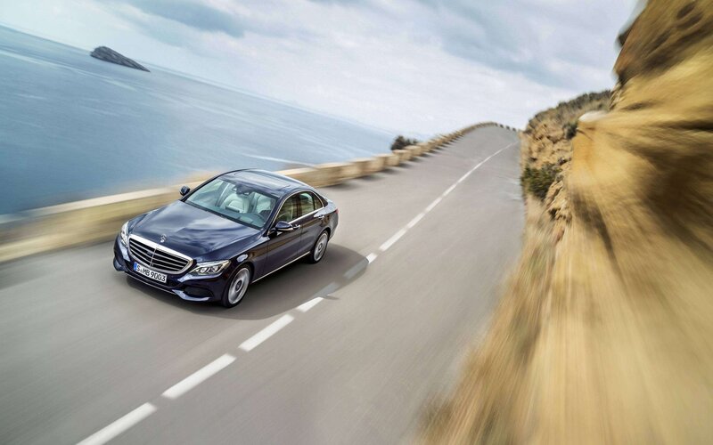 Blue Sedan Car — Dynamic, Afternoon, Photograph, Road