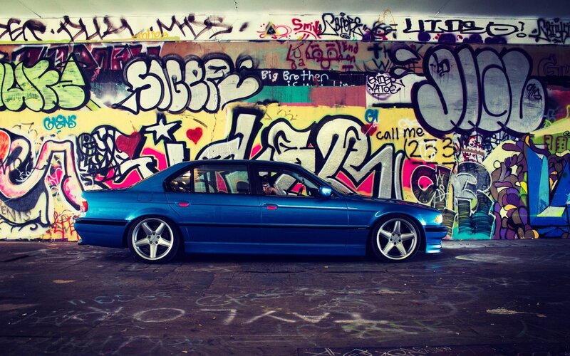 Blue Sedan Car — Urban, Photograph