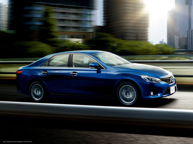 Blue sedan in city motion