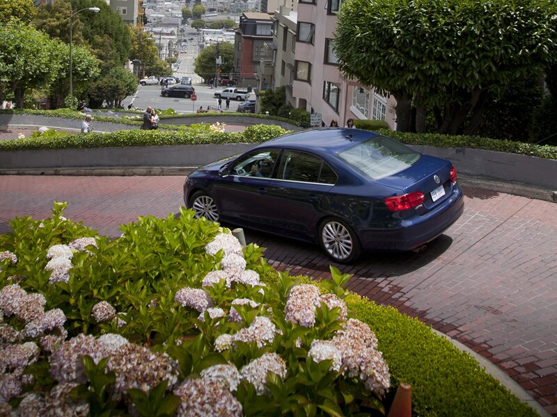 Blue Sedan on Hill — Calm