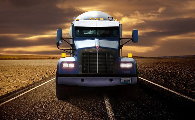 Blue Semi-truck — Brown