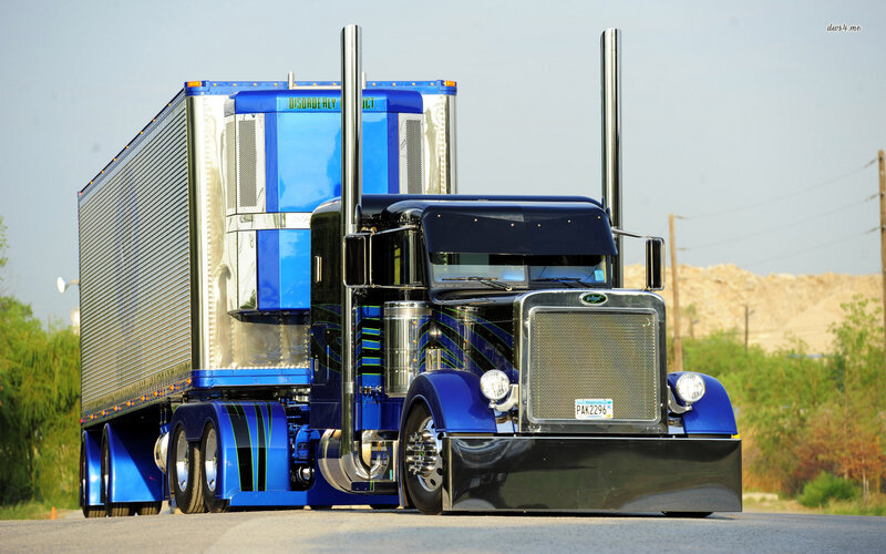 Blue Semi-truck — Dramatic, Afternoon, Photograph, Trailer