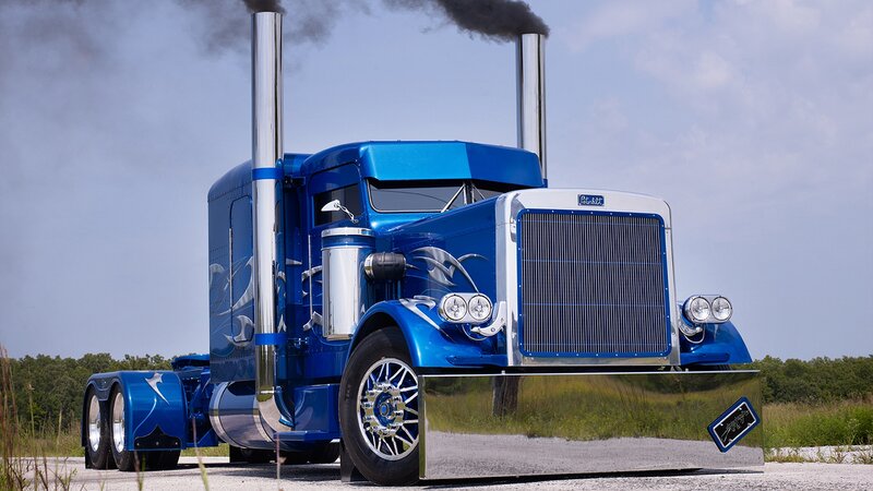 Blue Semi-truck — Dramatic, Afternoon