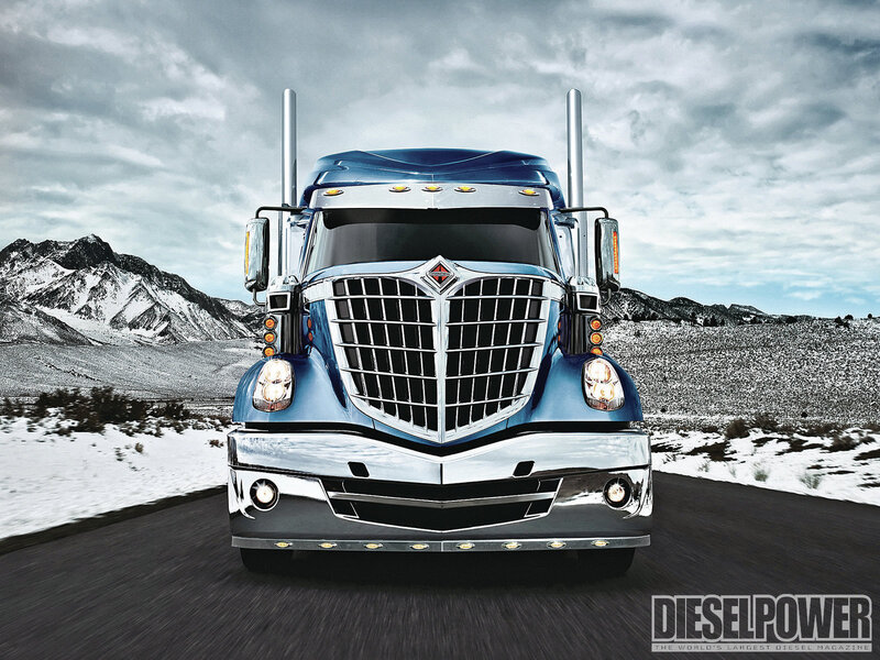 Blue Semi-truck — Dramatic, Winter, Photograph, Mountains