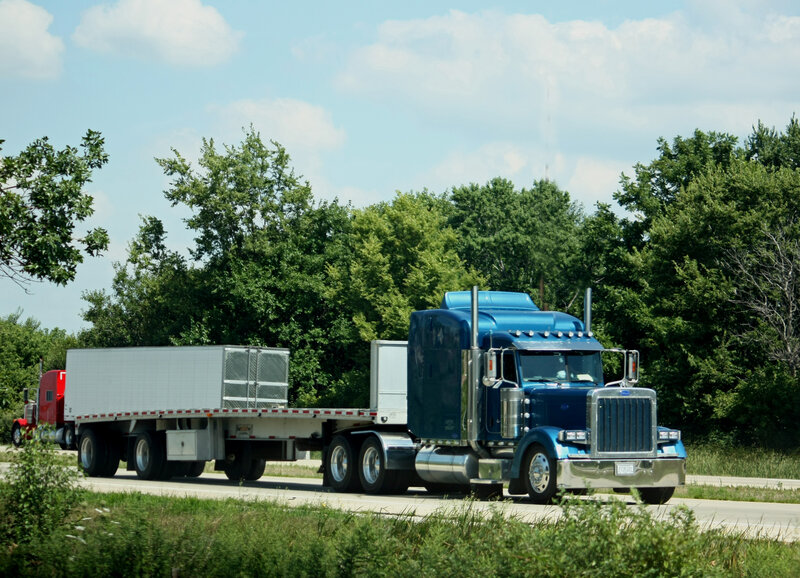 Blue Semi-truck on Highway — Calm