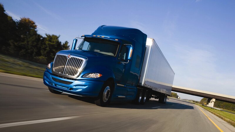 Blue Semi-truck on Highway — Dynamic