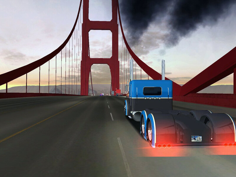 Blue Semi-truck — Red