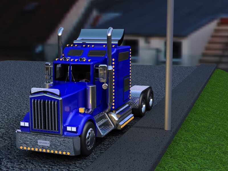 Blue Semi-truck
