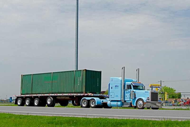 Blue Semi-truck with Container