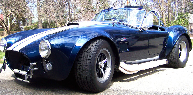 Blue Shelby Cobra sports car