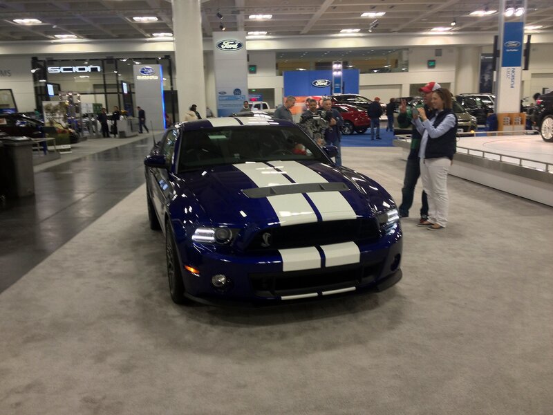Blue Shelby Mustang at auto show