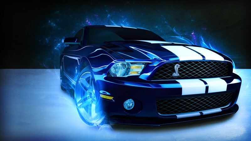 Blue Shelby Mustang — Dramatic, Digital Art
