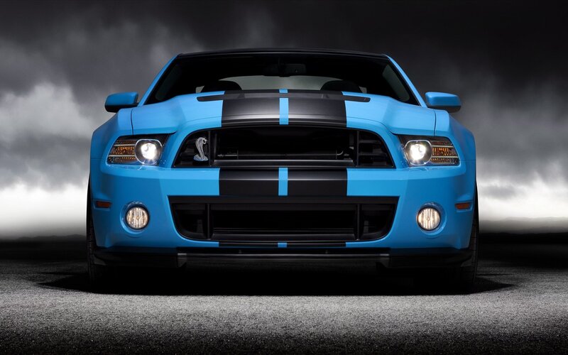 Blue Shelby Mustang — Dramatic, Photograph, Car, Stripes