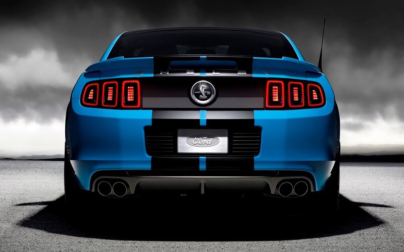 Blue Shelby Mustang — Dramatic, Photograph, Car, Taillights