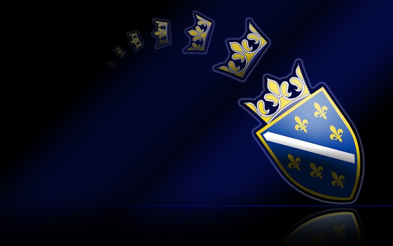 blue shield with fleur-de-lis