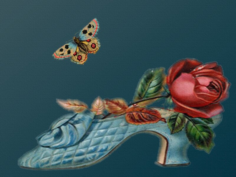 Blue Shoe with Rose