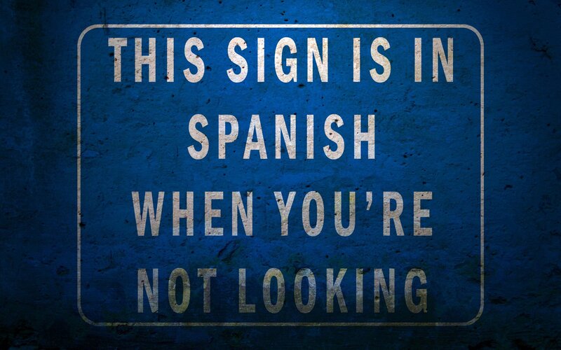 Blue Sign with White Text — Humorous
