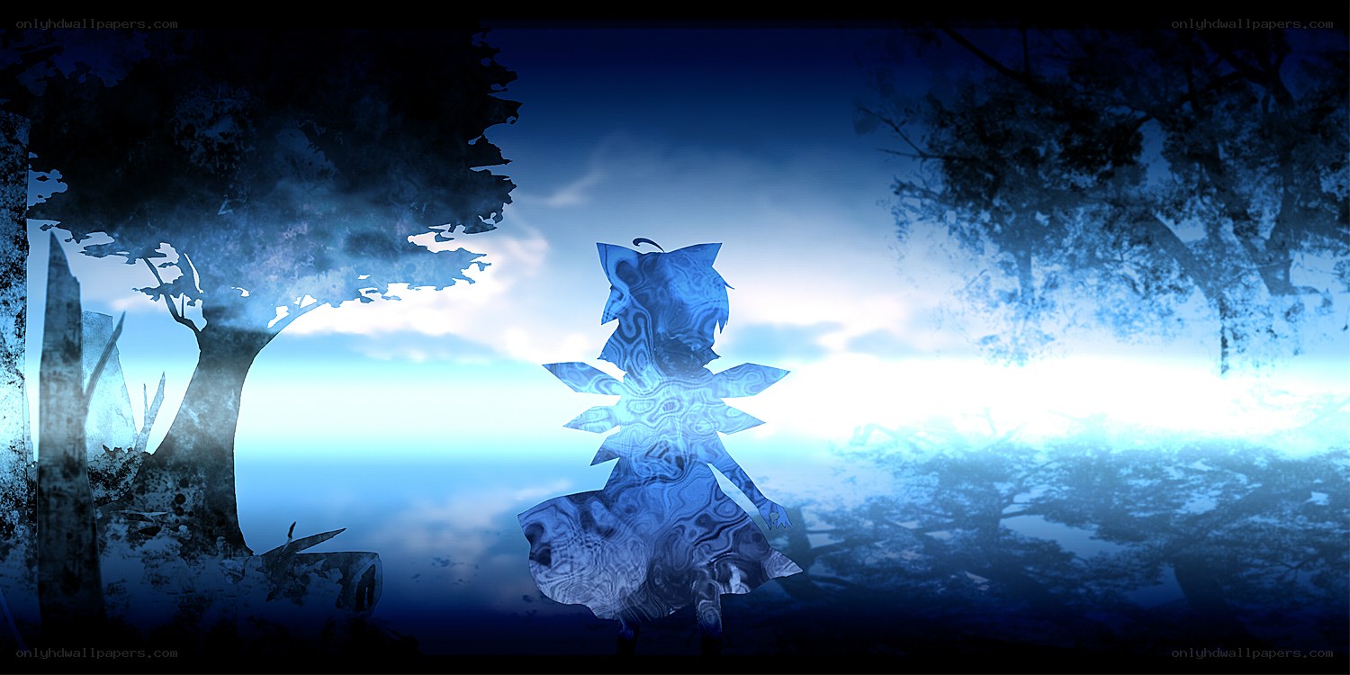 blue silhouette in a forest