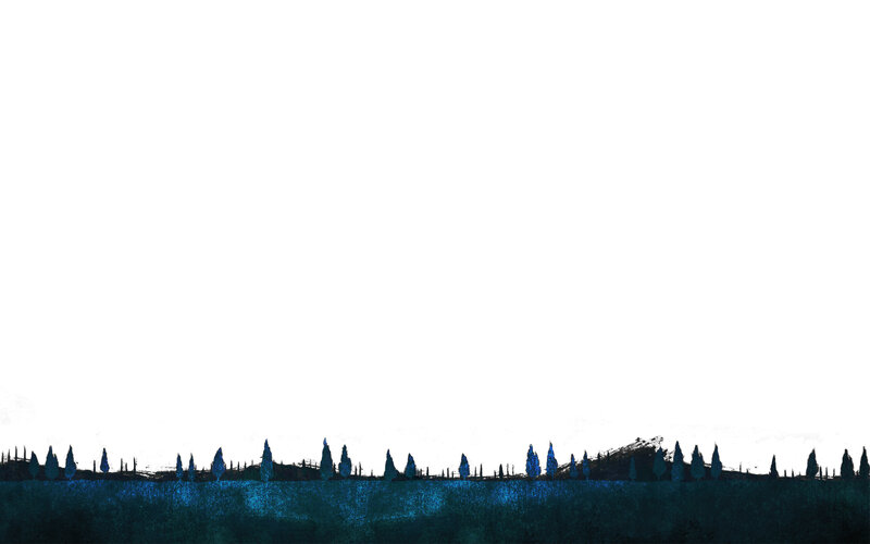 blue silhouette landscape