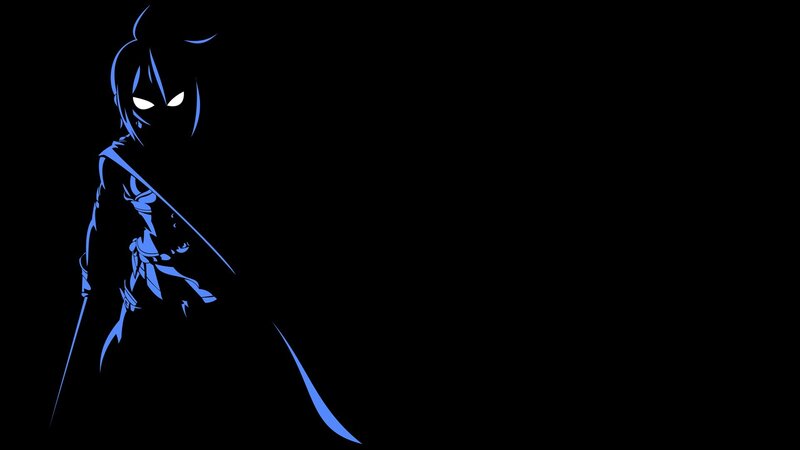 blue silhouette of a warrior