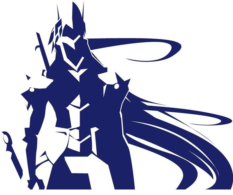 blue silhouette of a warrior