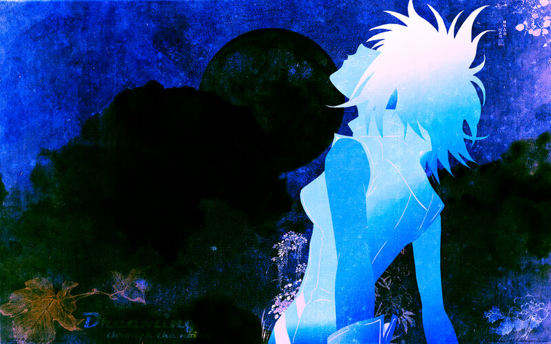blue silhouette of anime character