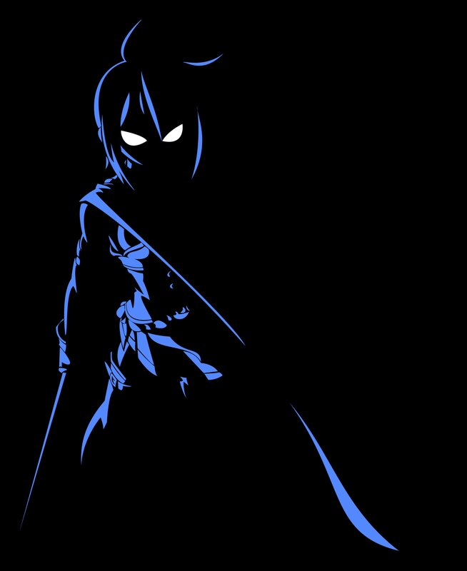 Blue Silhouette of Warrior