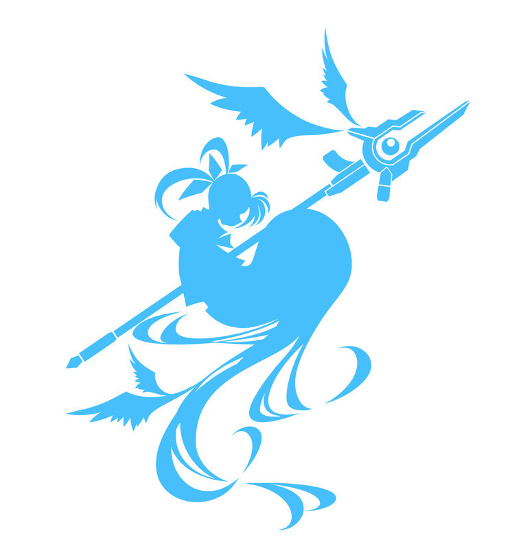 blue silhouette of warrior with spear