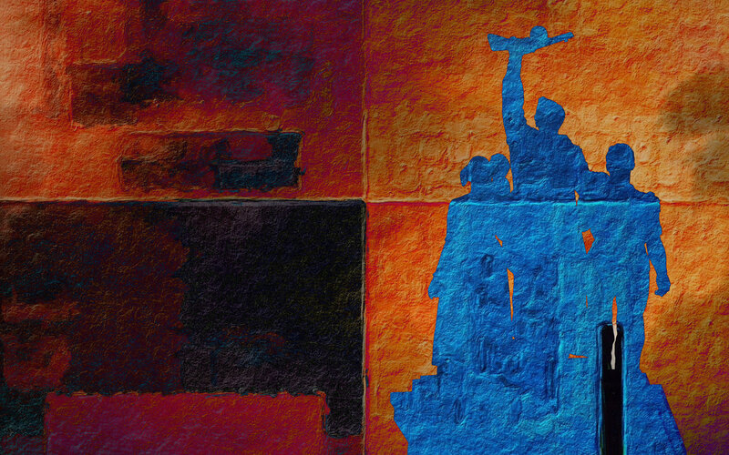 Blue Silhouette on Wall