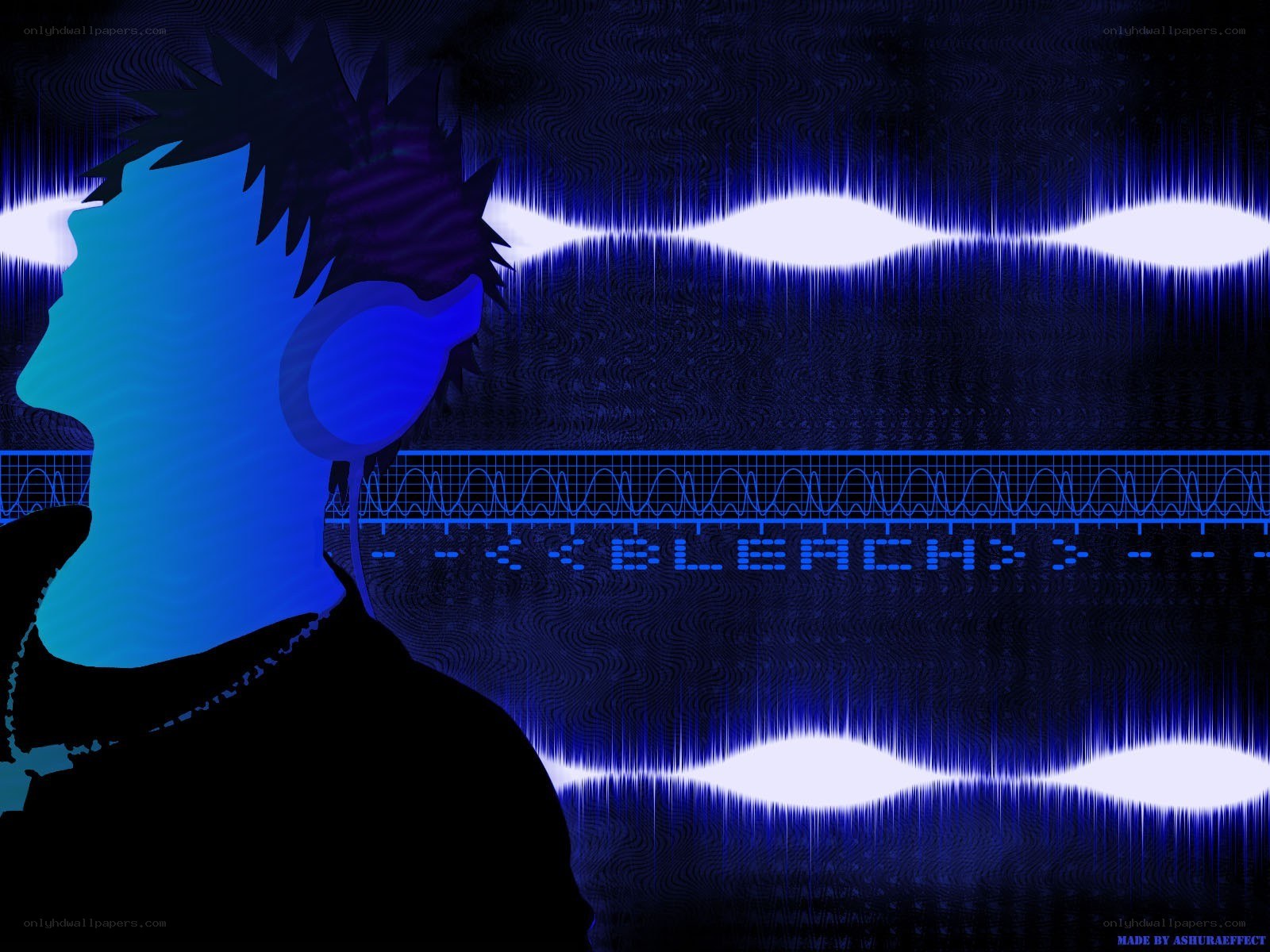 Blue silhouette with audio waves