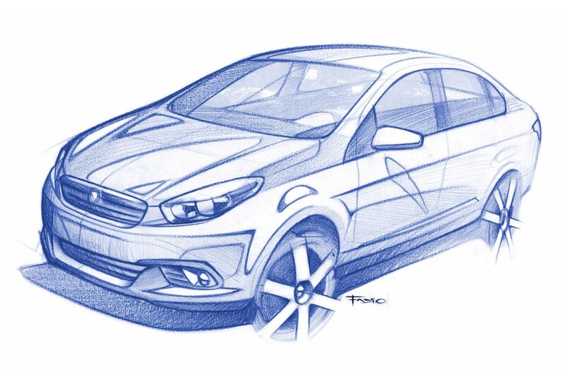 Blue Sketch of a Car