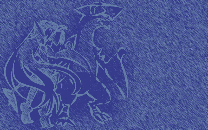 Blue sketch of two creatures