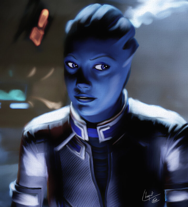 blue-skinned alien character portrait