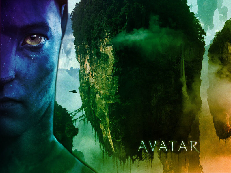 Blue-skinned Alien Face — Blue, Dramatic, Digital Art, Floating Mountains