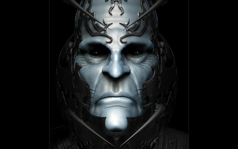 Blue-skinned Alien Face — Blue, Dramatic