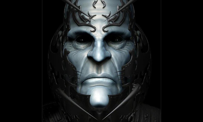 Blue-skinned Alien Face