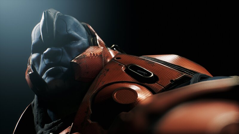 Blue-skinned Alien in Armor — Black