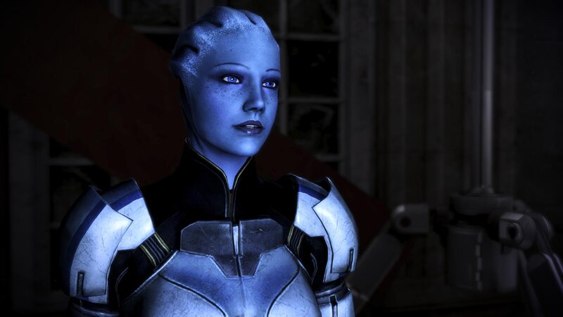 blue-skinned alien in armor
