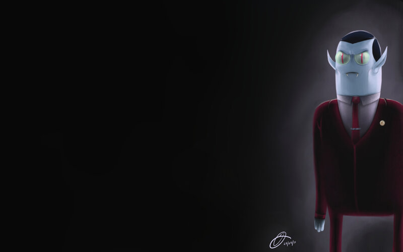 Blue-skinned Alien in Suit