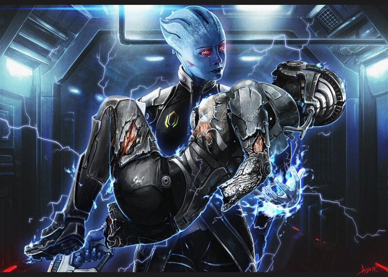 Blue-skinned Alien Woman — Blue, Dramatic, Digital Art, Electrical Energy
