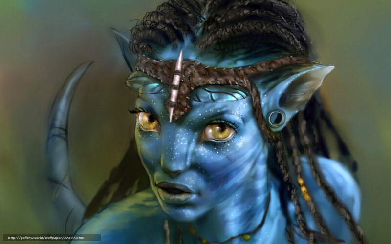 Blue-skinned Alien Woman — Blue, Dramatic, Digital Art, Headband
