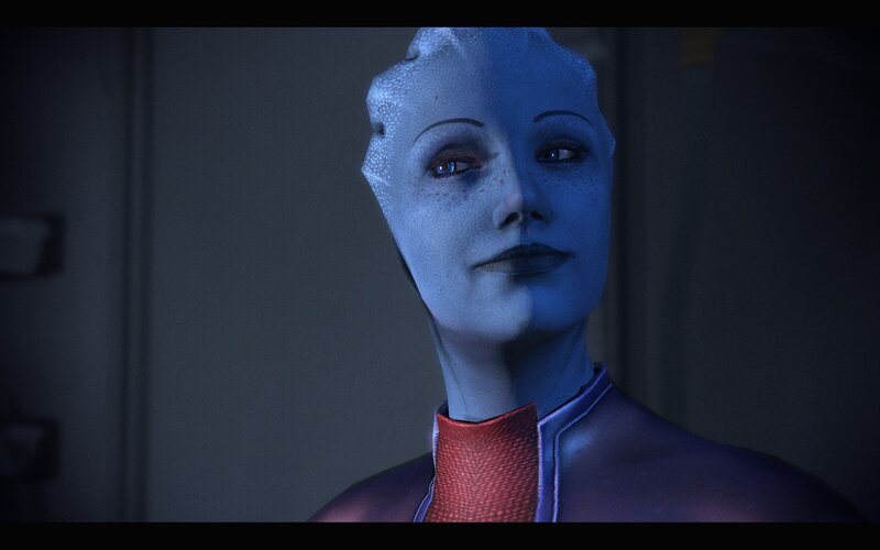 Blue-skinned Alien Woman — Blue, Serious, 3d Render, Red Collar
