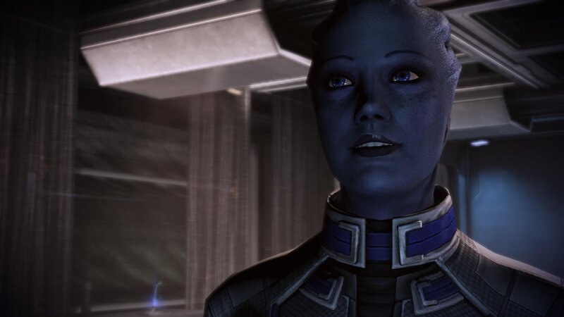 Blue-skinned Alien Woman — Blue, Serious, 3d Render, Uniform, Corridor