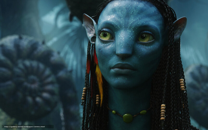 Blue-skinned Alien Woman — Blue, Serious